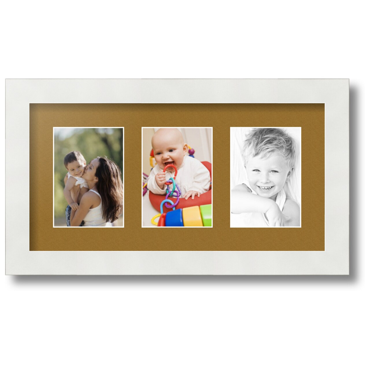 ArtToFrames Collage Photo Picture Frame with 3 - 3.5x5 inch Openings, Framed in White with Over 62 Mat Color Options and Regular Glass (CSM-3966-29)